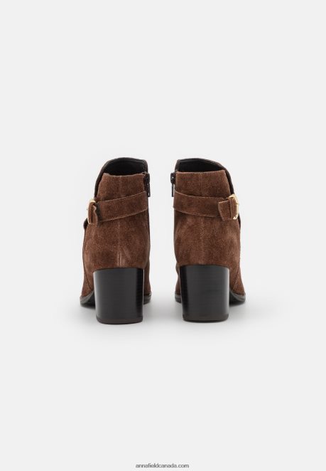 Anna Field Women Leather Ankle Boots Cognac H42J4Z1935