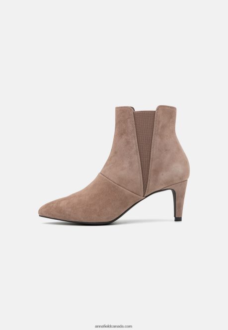 Anna Field Women Leather Ankle Boots Taupe H42J4Z1898