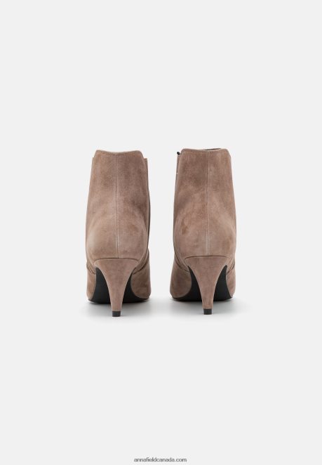 Anna Field Women Leather Ankle Boots Taupe H42J4Z1898