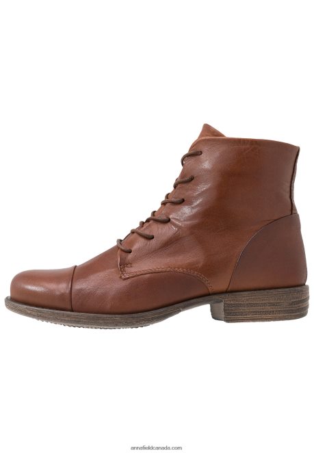 Anna Field Women Leather Booties Ankle Boots Cognac H42J4Z1999