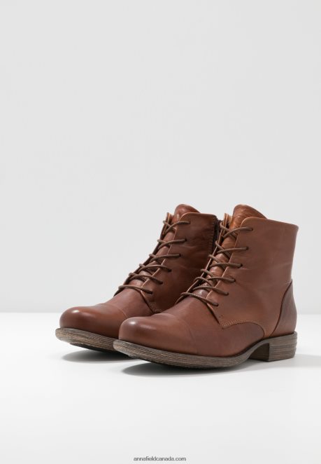 Anna Field Women Leather Booties Ankle Boots Cognac H42J4Z1999