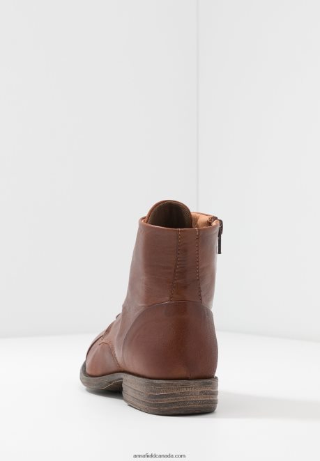 Anna Field Women Leather Booties Ankle Boots Cognac H42J4Z1999