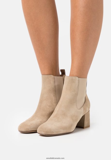 Anna Field Women Leather Classic Ankle Boots Beige H42J4Z1893