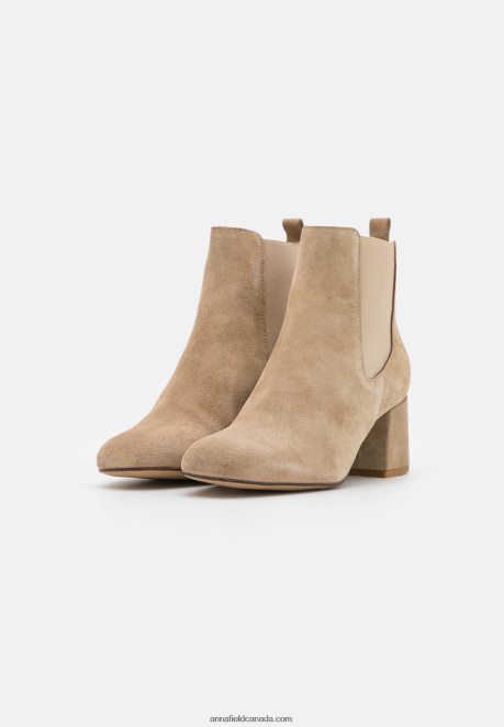 Anna Field Women Leather Classic Ankle Boots Beige H42J4Z1893