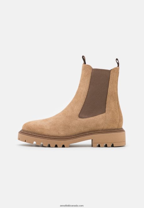 Anna Field Women Leather Classic Ankle Boots Beige H42J4Z1946