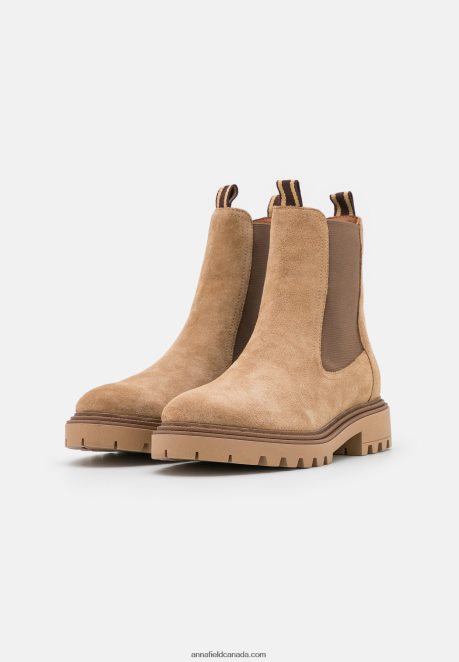 Anna Field Women Leather Classic Ankle Boots Beige H42J4Z1946