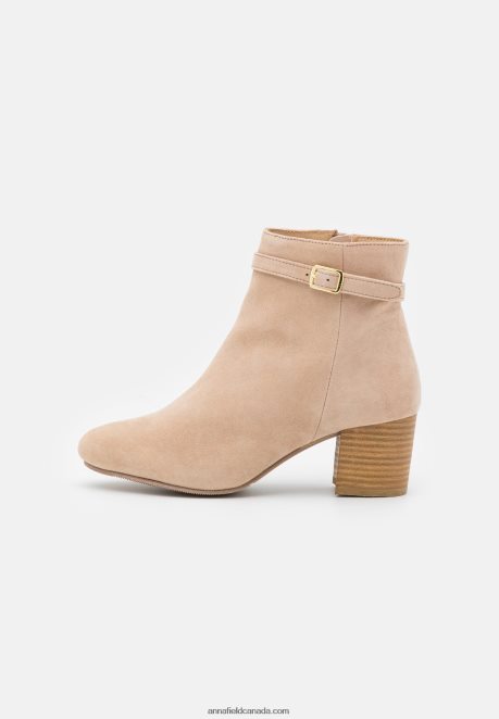 Anna Field Women Leather Classic Ankle Boots Beige H42J4Z1962