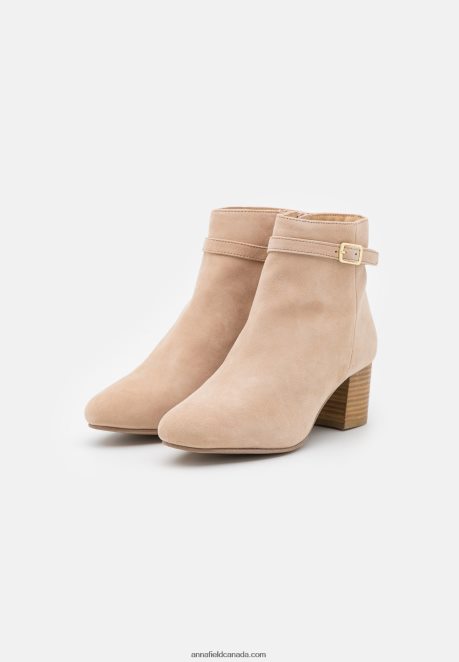 Anna Field Women Leather Classic Ankle Boots Beige H42J4Z1962