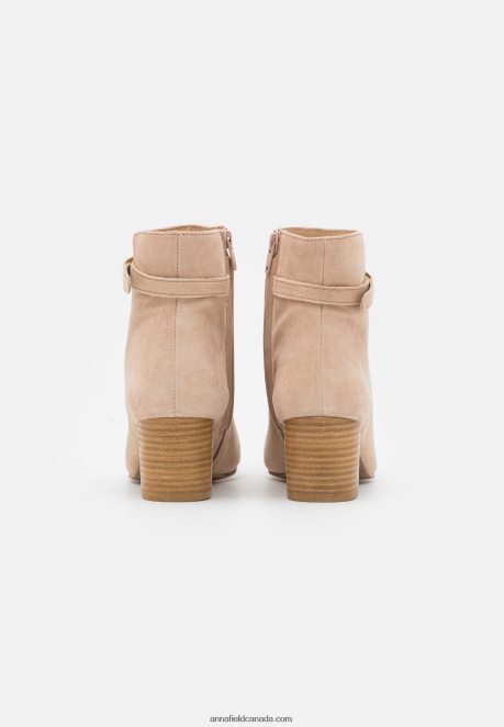 Anna Field Women Leather Classic Ankle Boots Beige H42J4Z1962