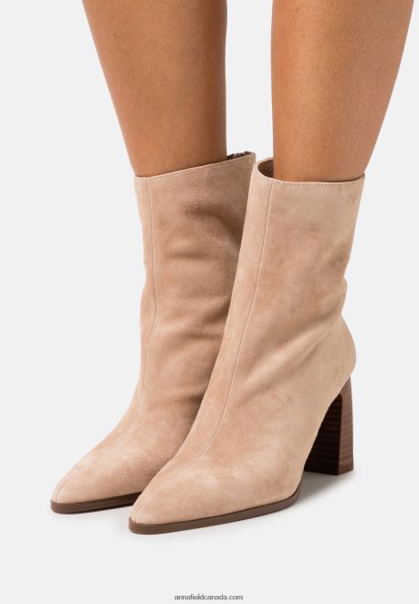 Anna Field Women Leather Classic Ankle Boots Beige H42J4Z1986