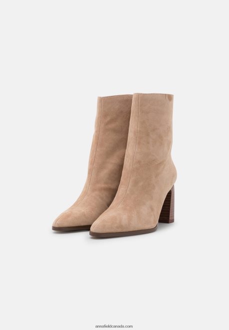 Anna Field Women Leather Classic Ankle Boots Beige H42J4Z1986