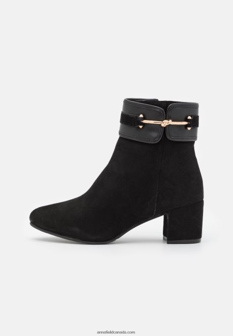 Anna Field Women Leather Classic Ankle Boots Black H42J4Z1928