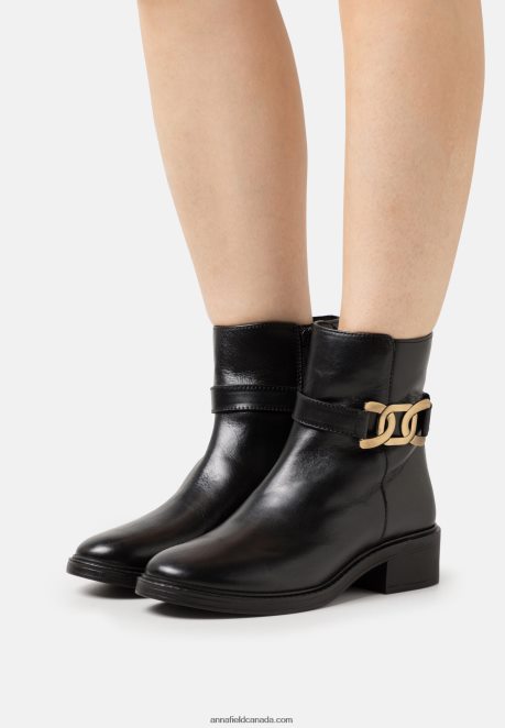 Anna Field Women Leather Classic Ankle Boots Black H42J4Z1963