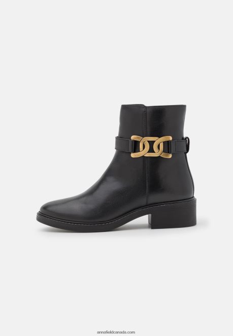 Anna Field Women Leather Classic Ankle Boots Black H42J4Z1963