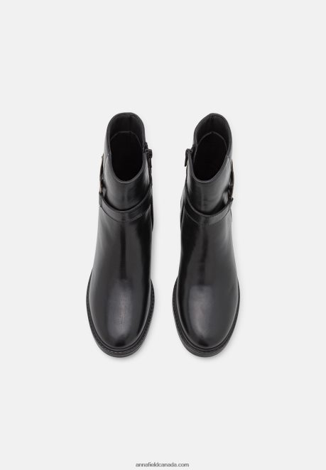 Anna Field Women Leather Classic Ankle Boots Black H42J4Z1963