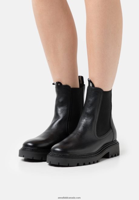 Anna Field Women Leather Classic Ankle Boots Black H42J4Z1971