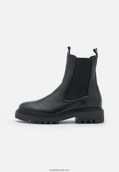 Anna Field Women Leather Classic Ankle Boots Black H42J4Z1971