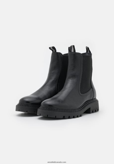 Anna Field Women Leather Classic Ankle Boots Black H42J4Z1971