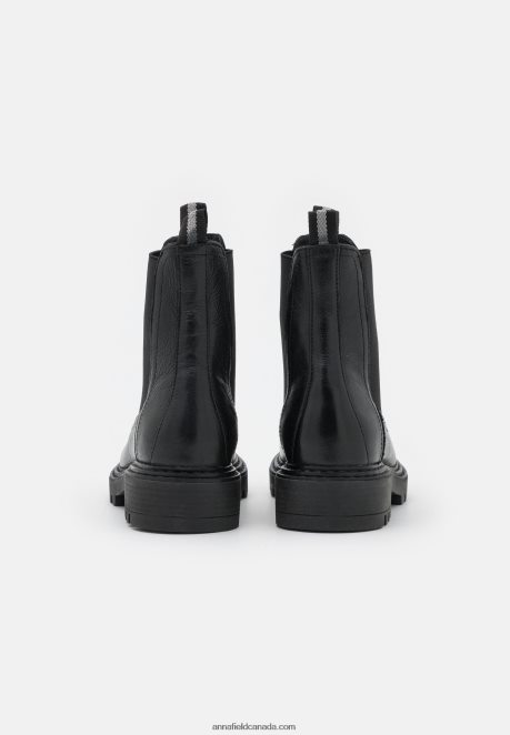 Anna Field Women Leather Classic Ankle Boots Black H42J4Z1971