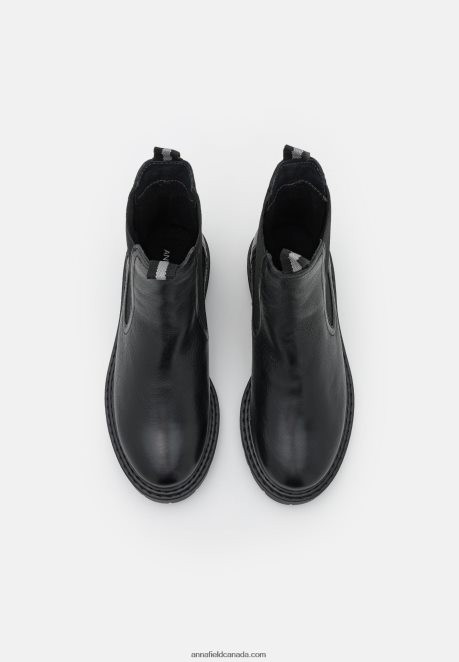 Anna Field Women Leather Classic Ankle Boots Black H42J4Z1971