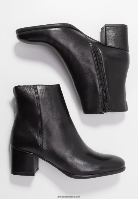 Anna Field Women Leather Classic Ankle Boots Black H42J4Z1980