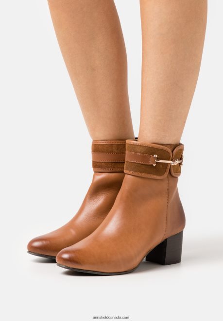 Anna Field Women Leather Classic Ankle Boots Cognac H42J4Z1957