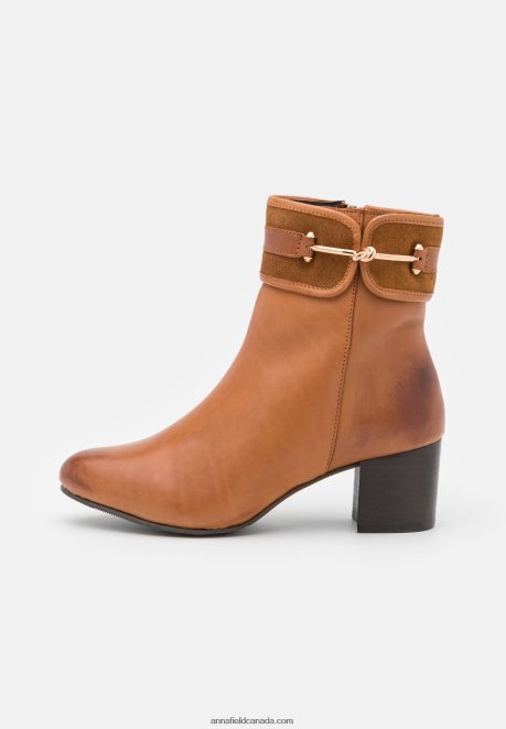 Anna Field Women Leather Classic Ankle Boots Cognac H42J4Z1957