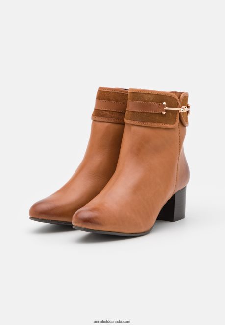 Anna Field Women Leather Classic Ankle Boots Cognac H42J4Z1957