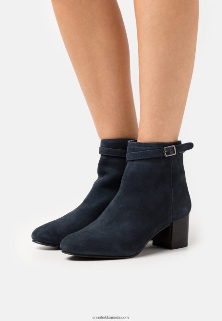 Anna Field Women Leather Classic Ankle Boots Dark Blue H42J4Z1934