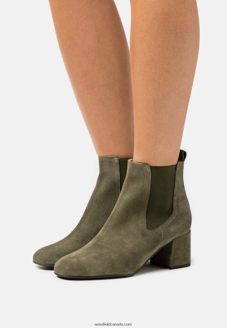 Anna Field Women Leather Classic Ankle Boots Olive H42J4Z1977