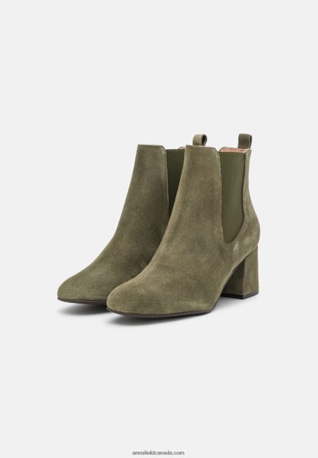 Anna Field Women Leather Classic Ankle Boots Olive H42J4Z1977