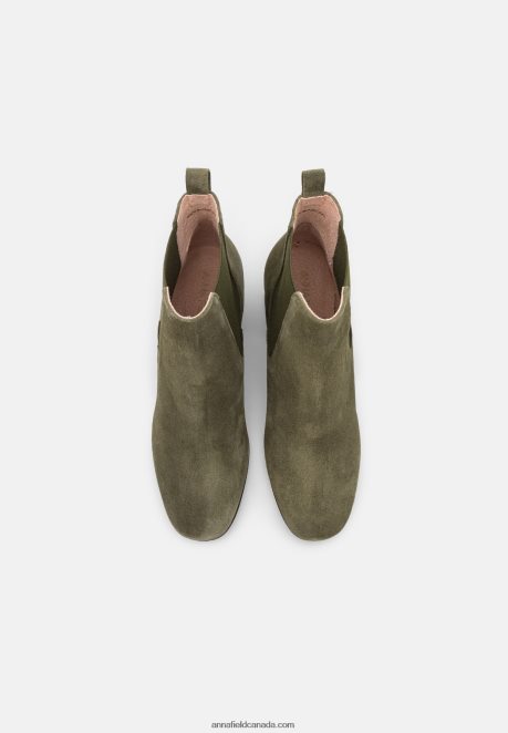 Anna Field Women Leather Classic Ankle Boots Olive H42J4Z1977