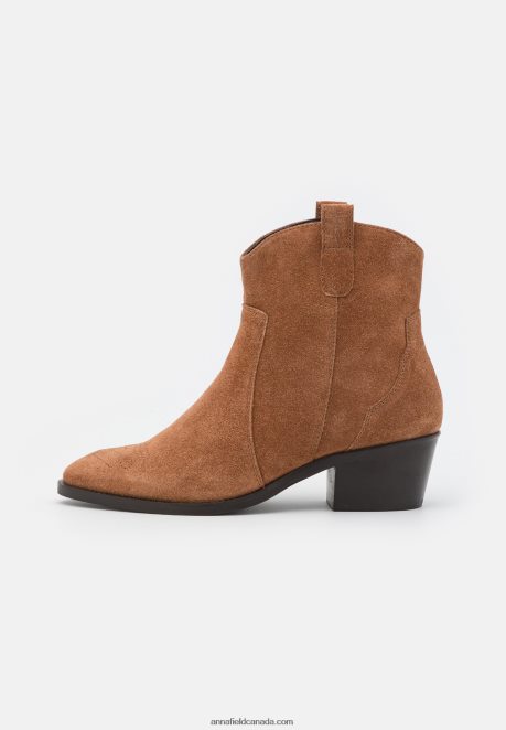 Anna Field Women Leather Cowboy/Biker Ankle Boot Cognac H42J4Z2049