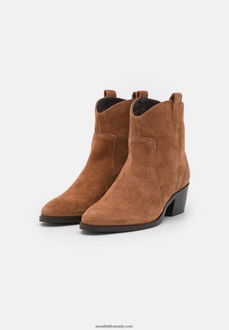 Anna Field Women Leather Cowboy/Biker Ankle Boot Cognac H42J4Z2049