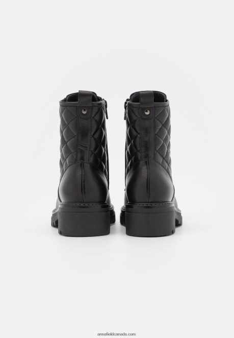 Anna Field Women Leather Lace-Up Ankle Boots Black H42J4Z2026
