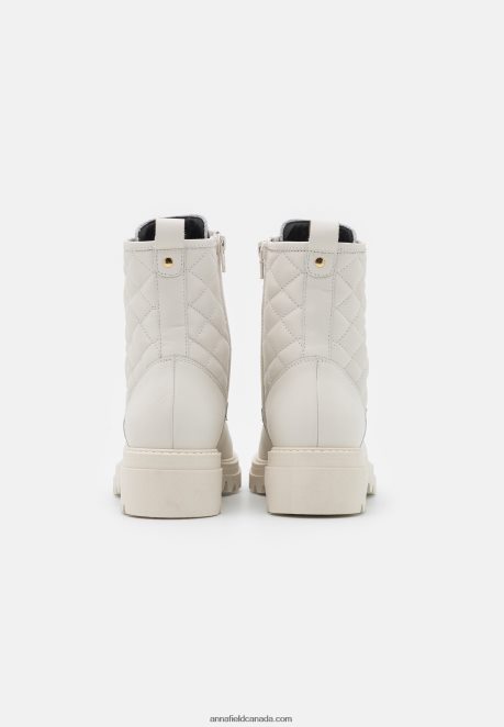 Anna Field Women Leather Lace-Up Ankle Boots White H42J4Z2029