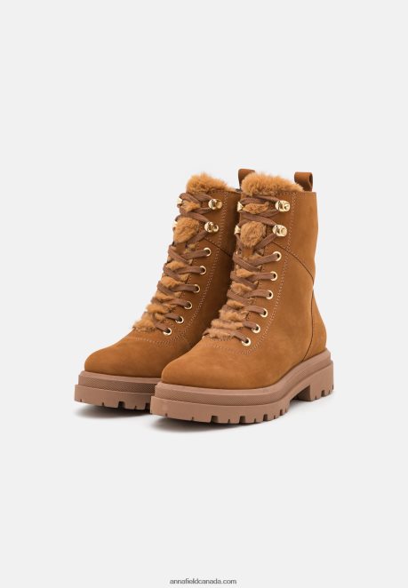 Anna Field Women Leather Platform Ankle Boots Cognac H42J4Z2037