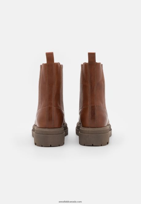 Anna Field Women Leather Platform Ankle Boots Cognac H42J4Z2056