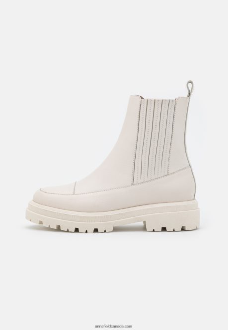 Anna Field Women Leather Platform Ankle Boots Off-White H42J4Z2055