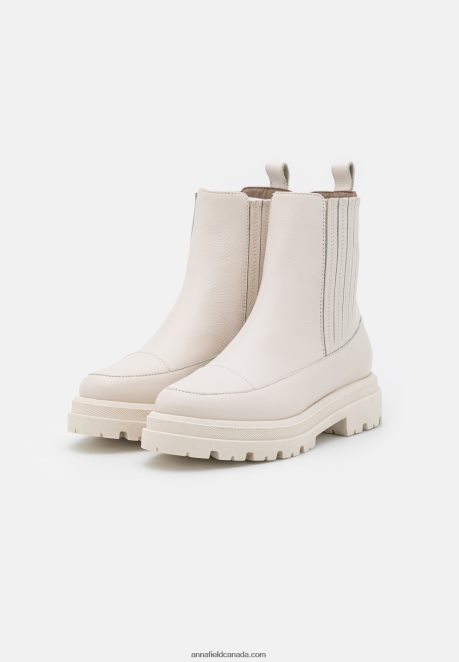 Anna Field Women Leather Platform Ankle Boots Off-White H42J4Z2055