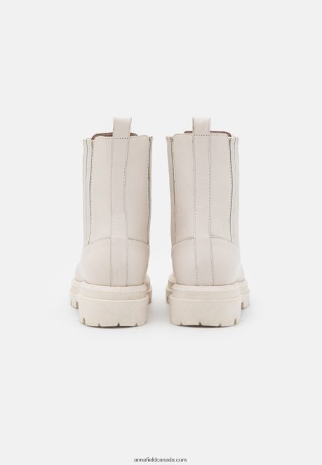 Anna Field Women Leather Platform Ankle Boots Off-White H42J4Z2055