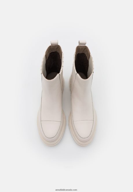 Anna Field Women Leather Platform Ankle Boots Off-White H42J4Z2055