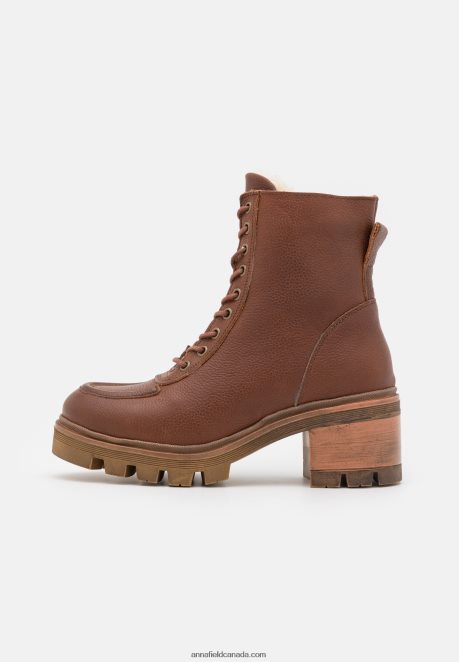 Anna Field Women Leather Winter Bootie Winter Boots Cognac H42J4Z2032
