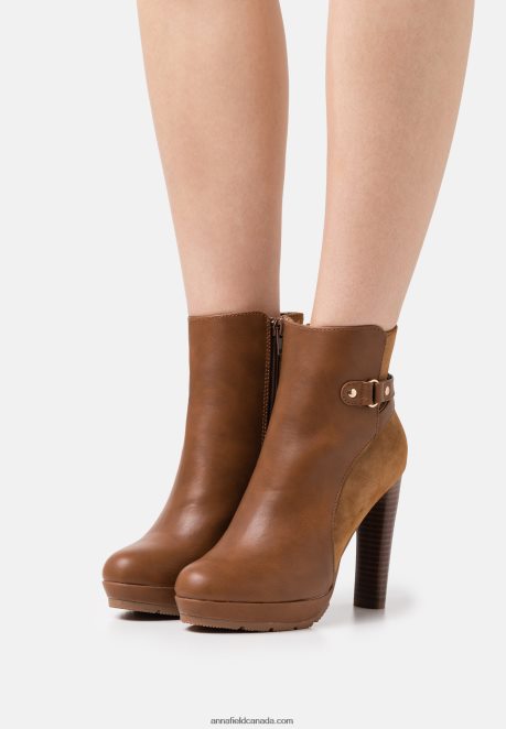 Anna Field Women Platform Ankle Boots Cognac H42J4Z1927