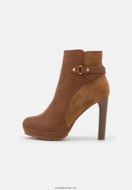 Anna Field Women Platform Ankle Boots Cognac H42J4Z1927