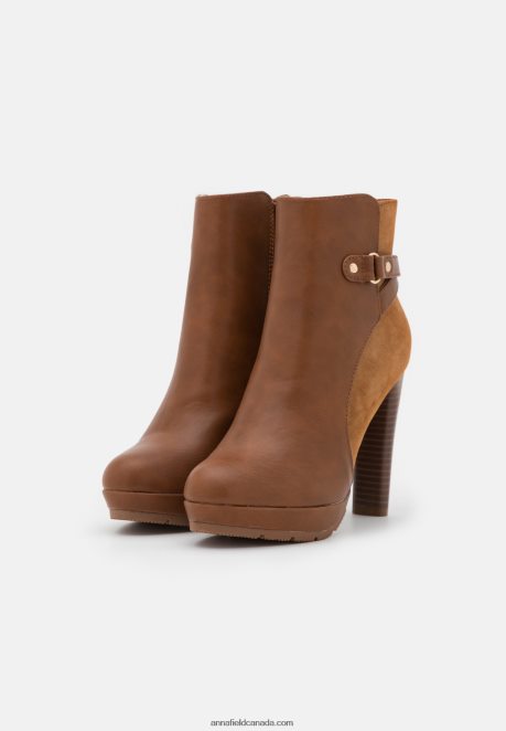 Anna Field Women Platform Ankle Boots Cognac H42J4Z1927