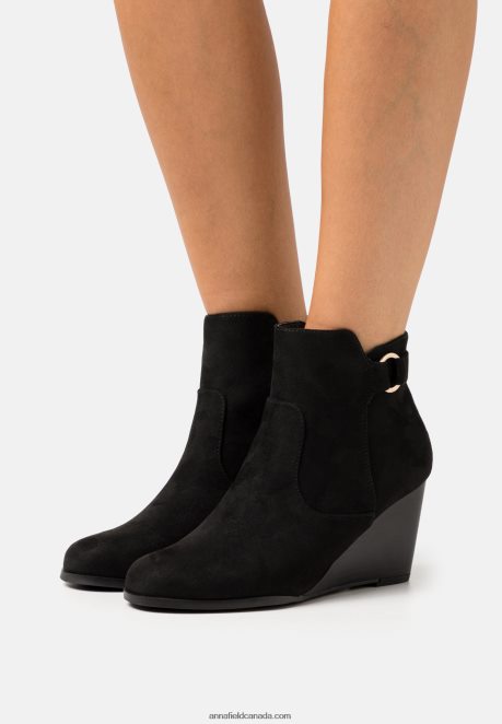 Anna Field Women Wedge Ankle Boots Black H42J4Z1897