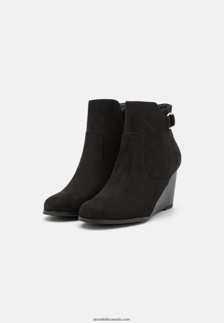 Anna Field Women Wedge Ankle Boots Black H42J4Z1897