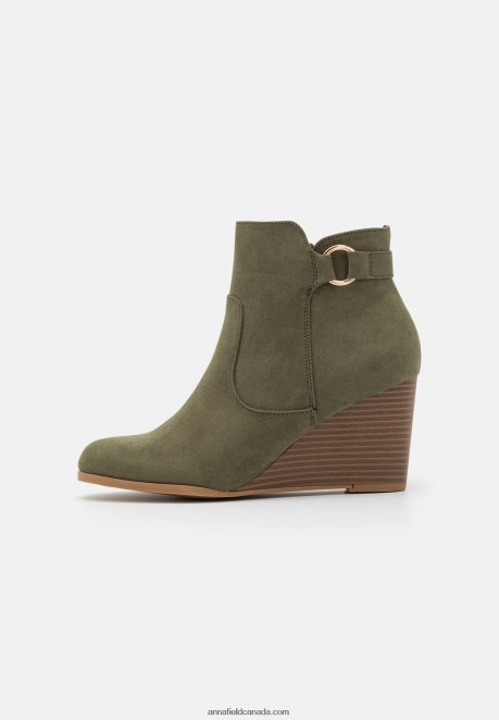 Anna Field Women Wedge Ankle Boots Khaki H42J4Z1913