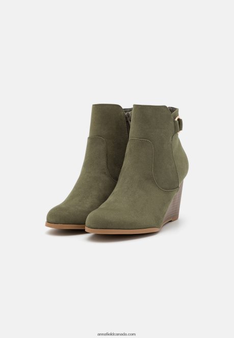 Anna Field Women Wedge Ankle Boots Khaki H42J4Z1913